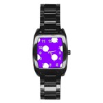Polka Dots - White on Violet Stainless Steel Barrel Watch