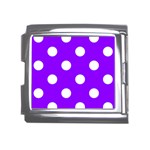 Polka Dots - White on Violet Mega Link Italian Charm (18mm)