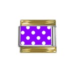 Polka Dots - White on Violet Gold Trim Italian Charm (9mm)