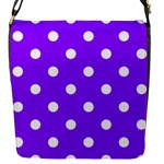 Polka Dots - White on Violet Flap Closure Messenger Bag (S)