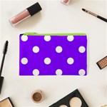 Polka Dots - White on Violet Canvas Cosmetic Bag (XS)