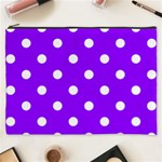 Polka Dots - White on Violet Cosmetic Bag (XXXL)