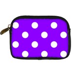 Polka Dots - White on Violet Digital Camera Leather Case