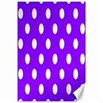 Polka Dots - White on Violet Canvas 12  x 18 