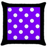 Polka Dots - White on Violet Throw Pillow Case (Black)