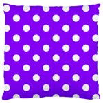 Polka Dots - White on Violet Large Flano Cushion Case (One Side)