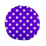 Polka Dots - White on Violet Standard 15  Premium Flano Round Cushion
