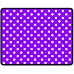 Polka Dots - White on Violet Fleece Blanket (Medium) (One Side)