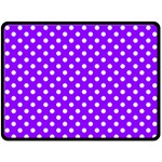 Polka Dots - White on Violet Double Sided Fleece Blanket (Large) (Two Sides)