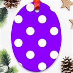 Polka Dots - White on Violet Oval Ornament (Two Sides)