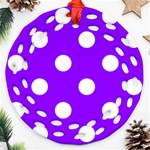 Polka Dots - White on Violet Round Filigree Ornament (Two Sides)