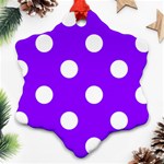 Polka Dots - White on Violet Snowflake Ornament (Two Sides)
