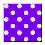 Polka Dots - White on Violet Tile Coaster