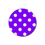 Polka Dots - White on Violet Rubber Round Coaster (4 pack)