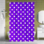 Polka Dots - White on Violet Shower Curtain 48  x 72  (Small)