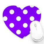 Polka Dots - White on Violet Heart Mousepad