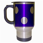 Polka Dots - White on Violet Travel Mug (Silver Gray)