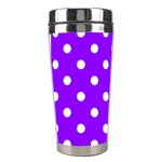 Polka Dots - White on Violet Stainless Steel Travel Tumbler