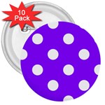 Polka Dots - White on Violet 3  Button (10 pack)
