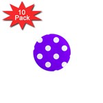 Polka Dots - White on Violet 1  Mini Magnet (10 pack)