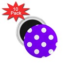 Polka Dots - White on Violet 1.75  Magnet (10 pack)