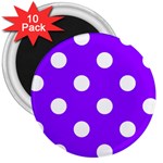 Polka Dots - White on Violet 3  Magnet (10 pack)