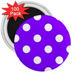 Polka Dots - White on Violet 3  Magnet (100 pack)