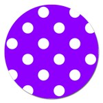 Polka Dots - White on Violet Magnet 5  (Round)