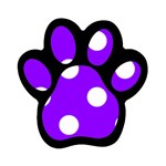 Polka Dots - White on Violet Magnet (Paw Print)