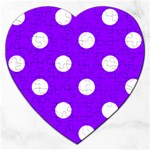 Polka Dots - White on Violet Jigsaw Puzzle (Heart)