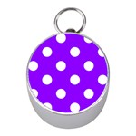 Polka Dots - White on Violet Silver Compass (Mini)