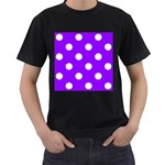 Polka Dots - White on Violet Men s T-Shirt (Black)
