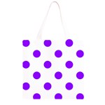 Polka Dots - Violet on White Grocery Light Tote Bag