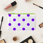 Polka Dots - Violet on White Canvas Cosmetic Bag (XS)