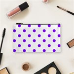 Polka Dots - Violet on White Cosmetic Bag (S)