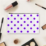 Polka Dots - Violet on White Cosmetic Bag (M)