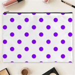 Polka Dots - Violet on White Cosmetic Bag (XXXL)