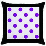 Polka Dots - Violet on White Throw Pillow Case (Black)