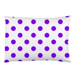 Polka Dots - Violet on White Pillow Case (Two Sides)