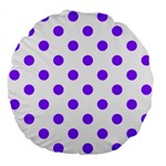 Polka Dots - Violet on White Large 18  Premium Flano Round Cushion