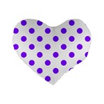 Polka Dots - Violet on White Standard 16  Premium Flano Heart Shape Cushion