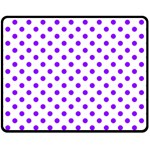 Polka Dots - Violet on White Fleece Blanket (Medium) (One Side)