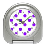 Polka Dots - Violet on White Desk Alarm Clock