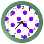 Polka Dots - Violet on White Color Wall Clock