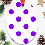 Polka Dots - Violet on White Oval Ornament (Two Sides)