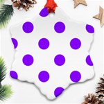 Polka Dots - Violet on White Snowflake Ornament (Two Sides)