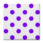 Polka Dots - Violet on White Tile Coaster
