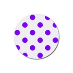 Polka Dots - Violet on White Rubber Round Coaster (4 pack)