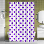 Polka Dots - Violet on White Shower Curtain 48  x 72  (Small)