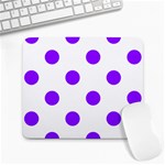 Polka Dots - Violet on White Large Mousepad